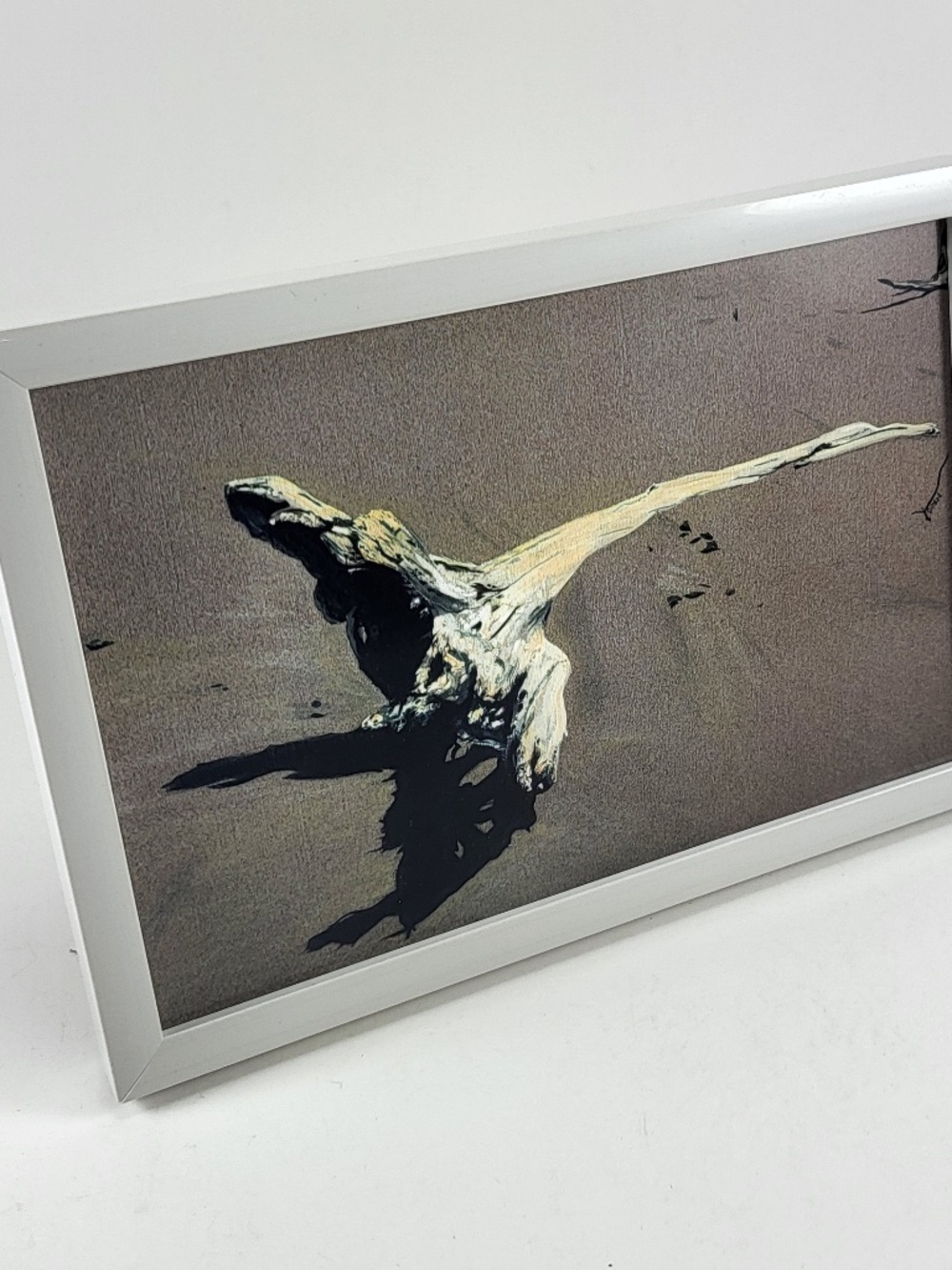 Original Black Sand Beach Driftwood Art Print - 4x6 White Frame